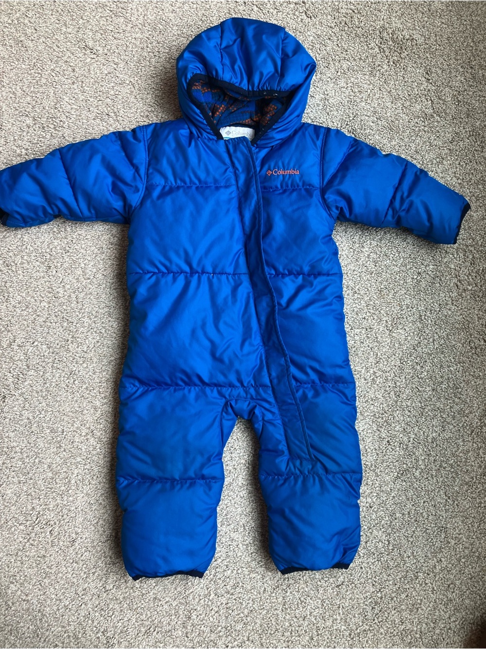 Columbia Blue Hooded Insulated Kids One-Piece Snowsuit - 12-18 Month